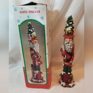 Kurt Adler Santa Fireman Vtg 1996 Santa's World Figurine Fire Hose Dalmatian